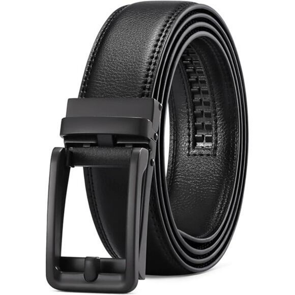 Mens Leather Ratchet Belt Adjustable Click Buckle Dress Casual Work Gift Box - Picture 7 of 7